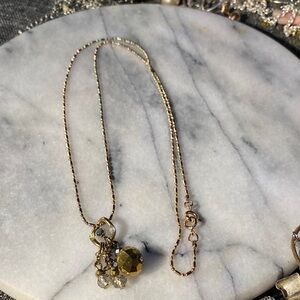 Elegant Gold Necklace with Crystal Accents 24” Chain